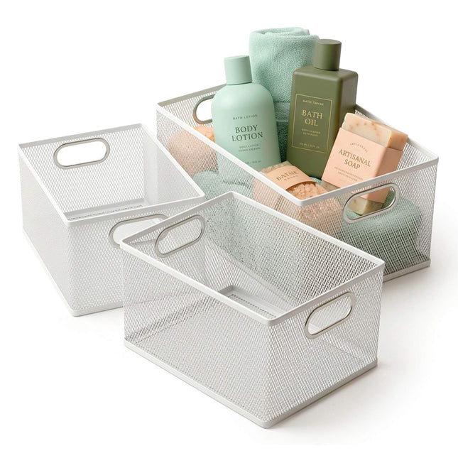 Wire Storage Baskets Set of 3, Metal Mesh, 3 Sizes