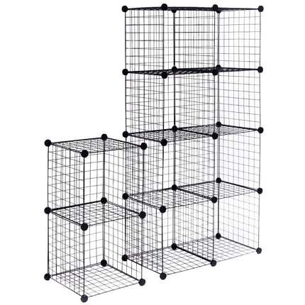 Wire Storage Cubes, 12-Cube Modular Metal Grid, Black