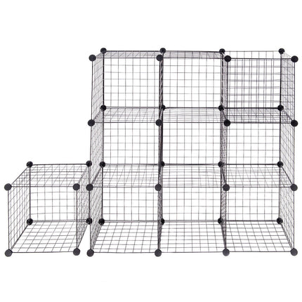 Wire Storage Cubes, 12-Cube Modular Metal Grid, Black