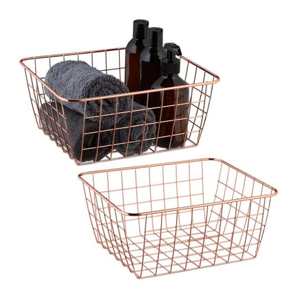 Wire basket set of 2 rose gold