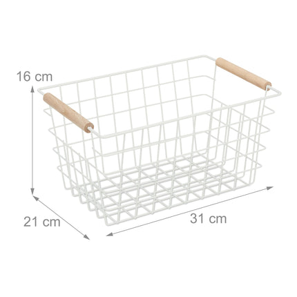 Wire baskets with wooden handles 2-pack