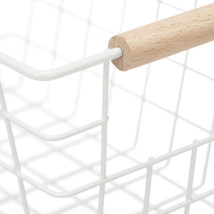 Wire baskets with wooden handles 2-pack