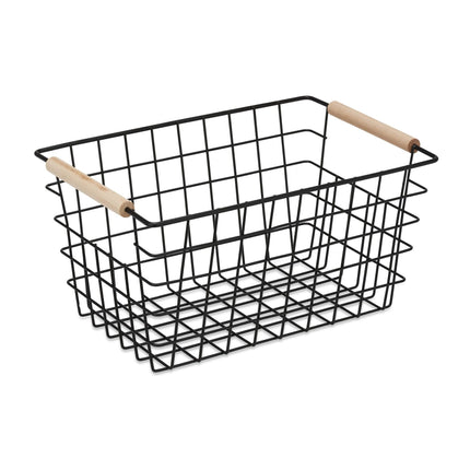Panier en fil de fer avec poignée en bois