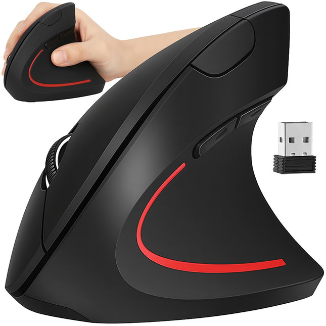 Kabellose ergonomische vertikale Maus, USB, 6 Tasten