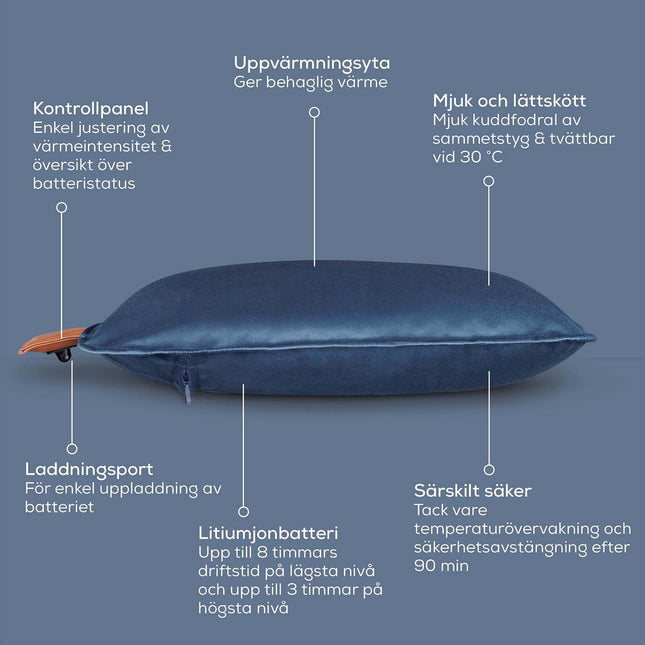 Kabelloses Heizkissen – Obsidianblau, Komfort-Design