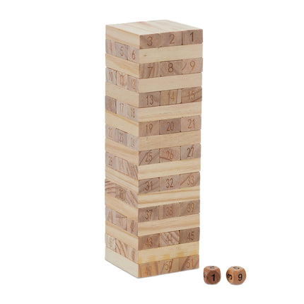 Wobble tower in wood with numbers