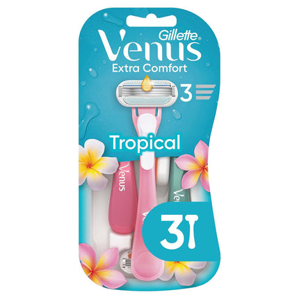 Women's Disposable Razors, 3 Blades, Tropical Scent, 3 Pack