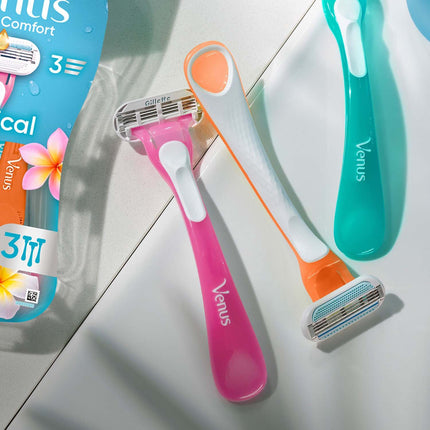 Women's Disposable Razors, 3 Blades, Tropical Scent, 3 Pack