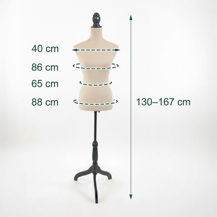 Women's Dress Form 36/38, Velvet, Adjustable Stand