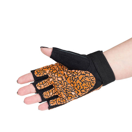 Damen Fitness-Handschuhe, Größe M, Orange/Grau