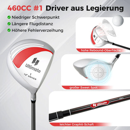 Damengolfschläger-Set für Rechtshänder mit Tasche, Rot