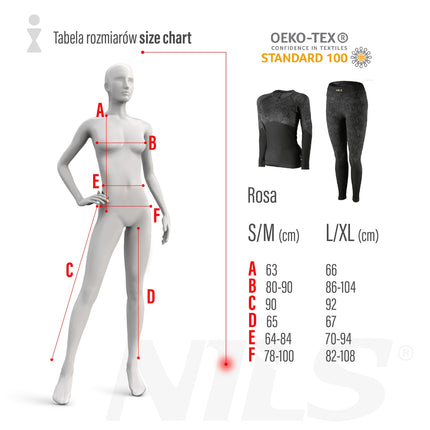 Thermoaktives Unterwäsche-Set für Damen, Schwarz, L/XL