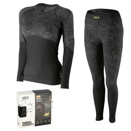 Thermoaktives Unterwäsche-Set für Damen, Schwarz, L/XL