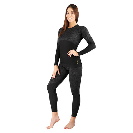 Thermoaktives Unterwäsche-Set für Damen, Schwarz, L/XL