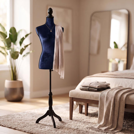 Women's Velvet Dress Form, Adjustable, Dark Blue