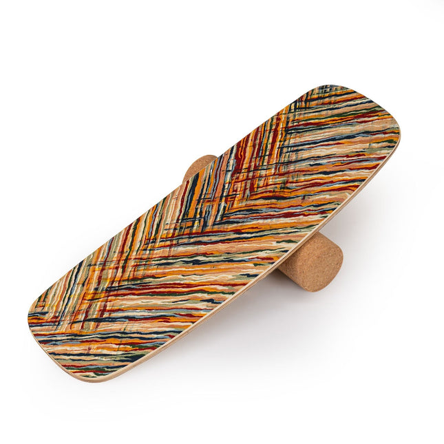 Holz-Balance Board Trainer mit Korkrolle, 79x28 cm