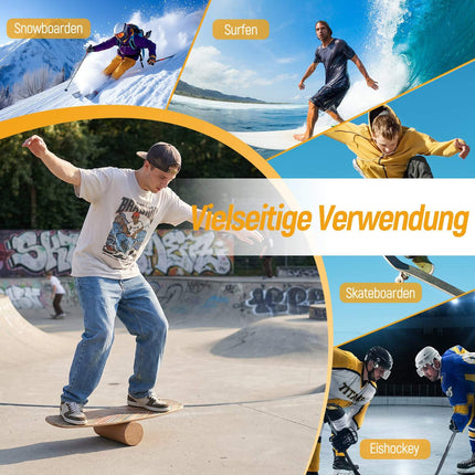 Holz-Balance Board Trainer mit Korkrolle, 79x28 cm