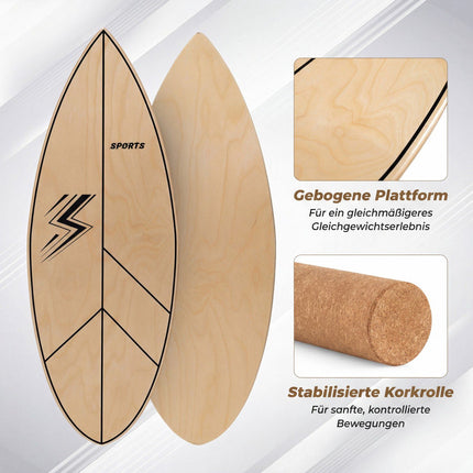 Holz-Balance Board mit Korkrolle, 11-Schicht Birkenholz