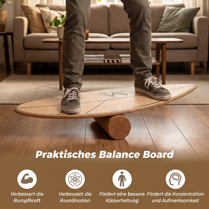 Holz-Balance Board mit Korkrolle, 11-Schicht Birkenholz