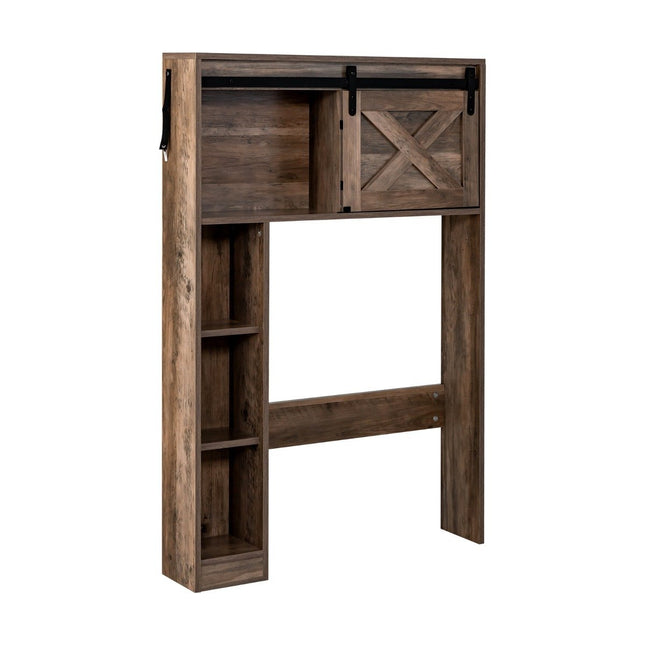 Holz-Badezimmerschrank mit Schiebetür, 84x17x128 cm, Braun