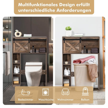 Holz-Badezimmerschrank mit Schiebetür, 84x17x128 cm, Braun