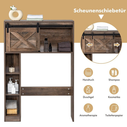 Holz-Badezimmerschrank mit Schiebetür, 84x17x128 cm, Braun