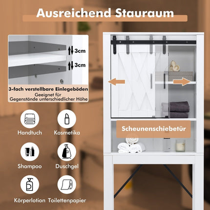 Wood Bathroom Cabinet with Sliding Door & Adjustable Shelves