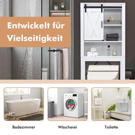 Wood Bathroom Cabinet with Sliding Door & Adjustable Shelves