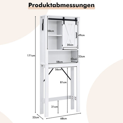 Wood Bathroom Cabinet with Sliding Door & Adjustable Shelves