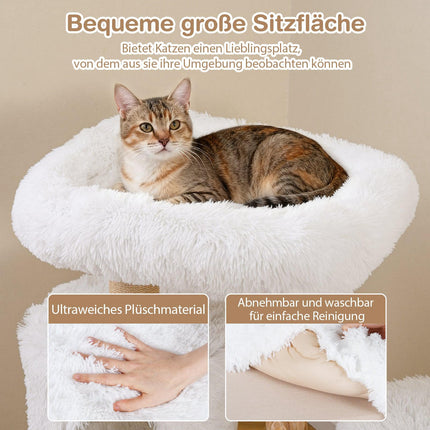 Katzenkratzbaum aus Holz mit Plüschplattformen und 2-stöckigem Katzenhaus