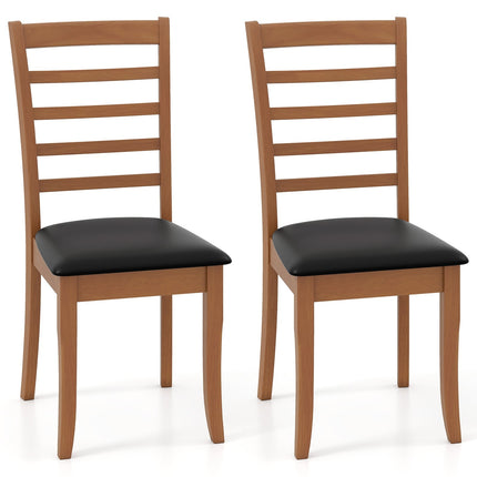 Esszimmerstuhl-Set aus Holz, 2 Stück, Schwarz, Beine aus Kautschukholz