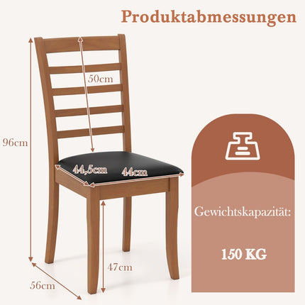 Esszimmerstuhl-Set aus Holz, 2 Stück, Schwarz, Beine aus Kautschukholz