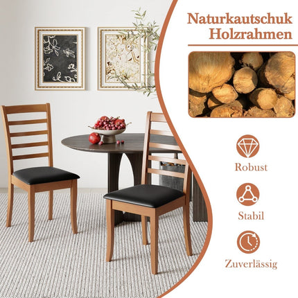Esszimmerstuhl-Set aus Holz, 2 Stück, Schwarz, Beine aus Kautschukholz
