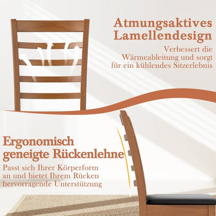 Esszimmerstuhl-Set aus Holz, 2 Stück, Schwarz, Beine aus Kautschukholz