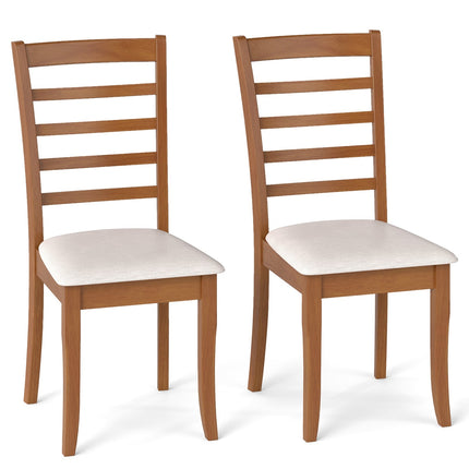 Holz-Esszimmerstuhl 2er-Set, ergonomisch, beige, Kautschukholz