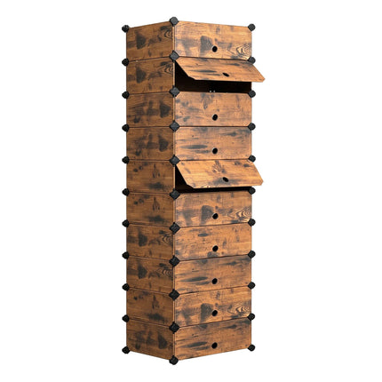 Schuhregal in Holzoptik, 10 Fächer, platzsparend