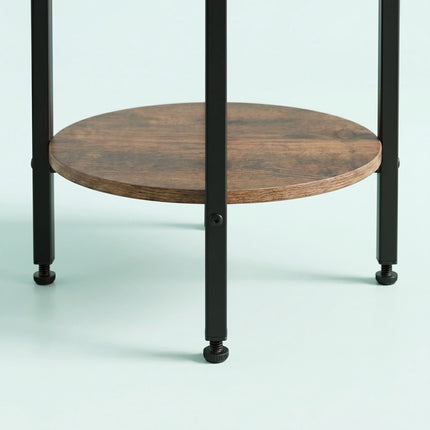 Wood-Effect Side Table with 2 Shelves – Brown
