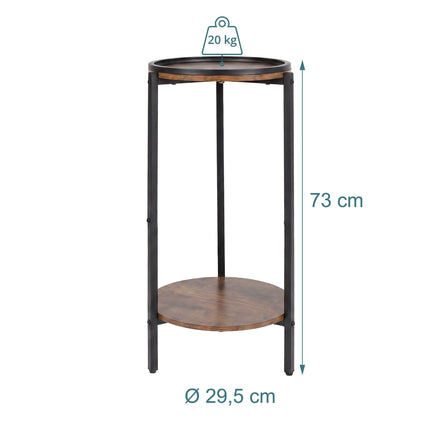Wood-Effect Side Table with 2 Shelves – Brown