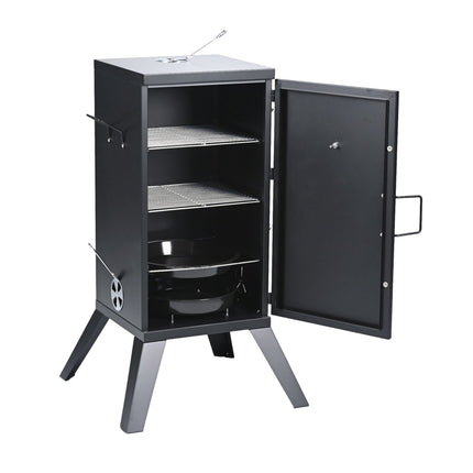 Wood-Fired Steel Smoker, Black – 2-Level Cooking