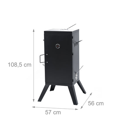 Wood-Fired Steel Smoker, Black – 2-Level Cooking