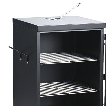 Wood-Fired Steel Smoker, Black – 2-Level Cooking