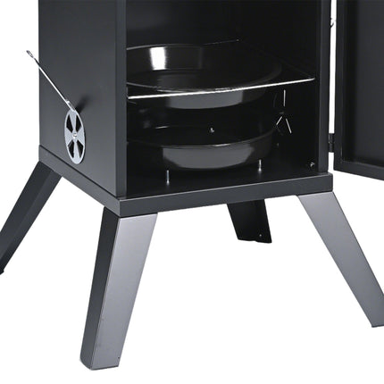 Wood-Fired Steel Smoker, Black – 2-Level Cooking