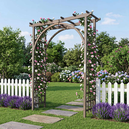 Wood Garden Arch Trellis 85" Tall for Climbing Plants