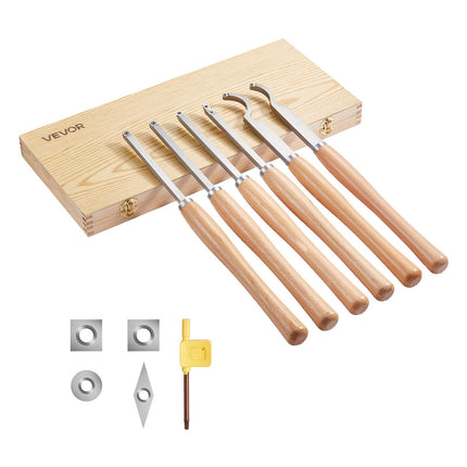Wood Lathe Turning Tool Set, 6-Piece Carbide Inserts, Box