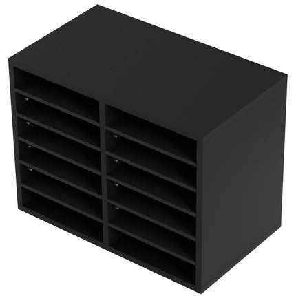 Wood Literature Organizer, 12 Compartments, Removable Shelves