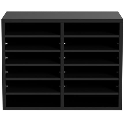 Wood Literature Organizer, 12 Compartments, Removable Shelves