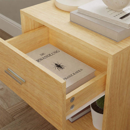Wood-Look Bedside Table with Drawer, 2-Pack MDF
