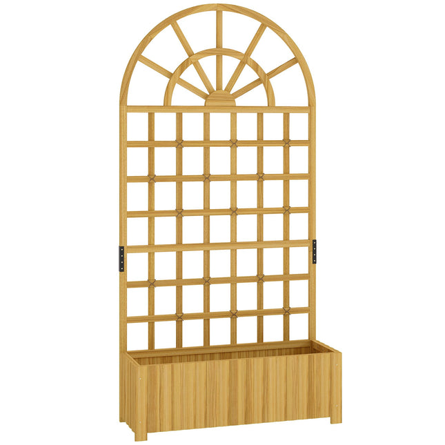 Holz-Pflanzkasten mit Spalier, Ablauflöchern, 90x30x180 cm
