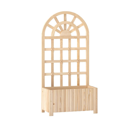 Holz-Pflanzkasten mit Rankgitter für Kletterpflanzen