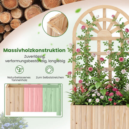 Holz-Pflanzkasten mit Rankgitter für Kletterpflanzen